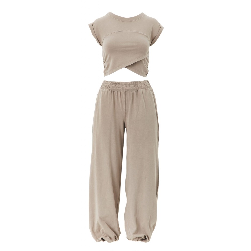 Free People FP Movement Hot Shot Crossover Set Women Small Tan Taupe 2pc Jogger